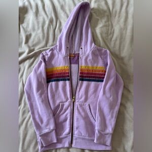 Aviator Nation Lavender Hoodie with Rainbow Stripes